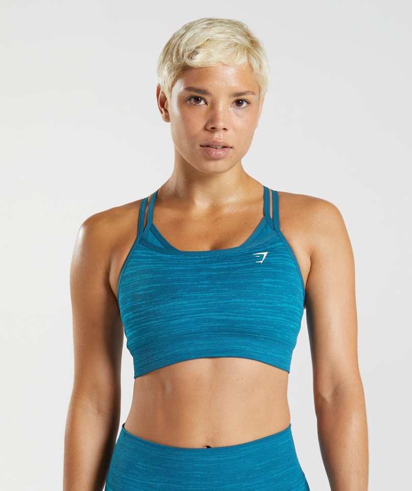 Staniki Sportowe Gymshark Adapt Marl Seamless Damskie Turkusowe | PL 598QHL